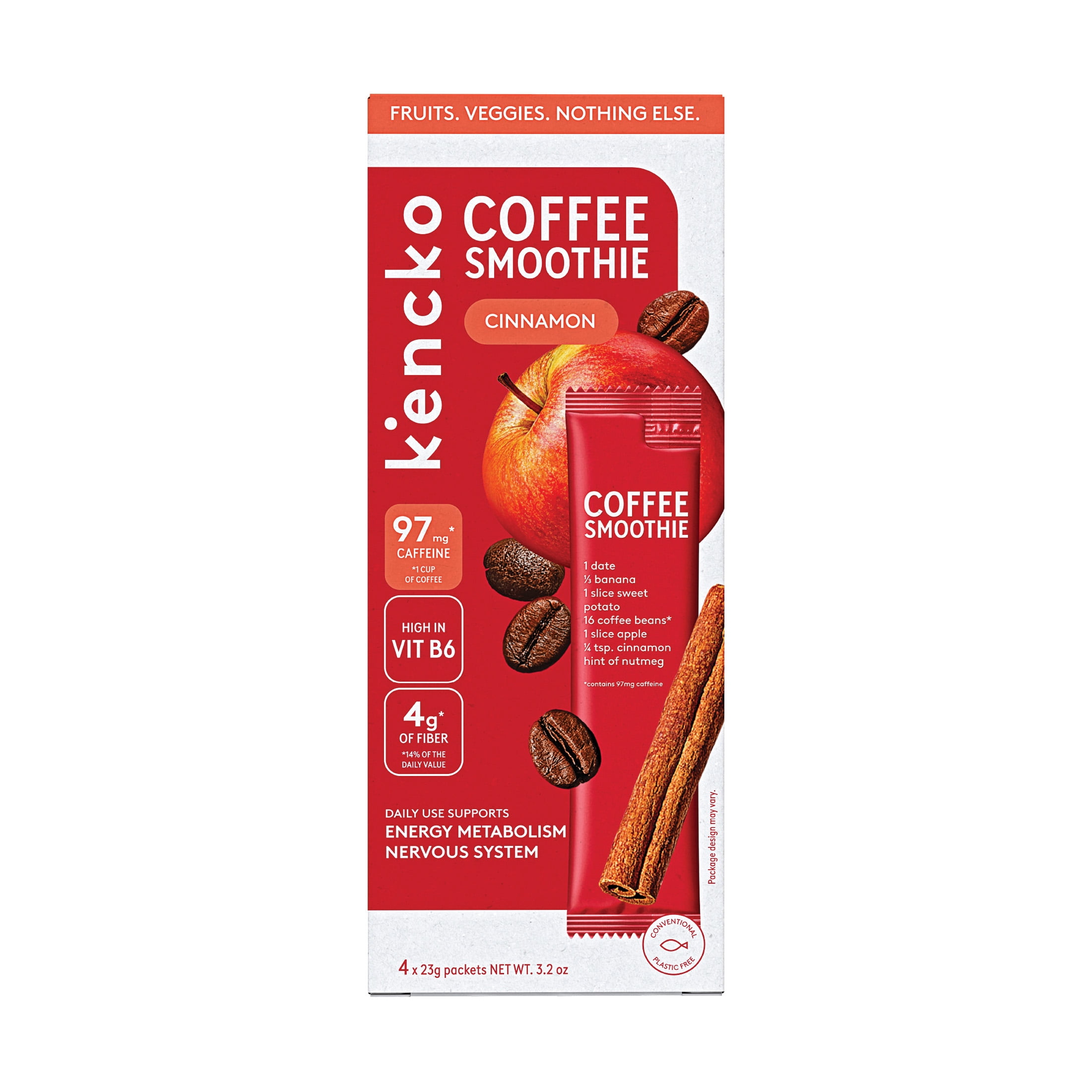 Kencko Cinnamon Instant Coffee Smoothie, Powdered Drink Mix, .81 oz, 6 Pack
