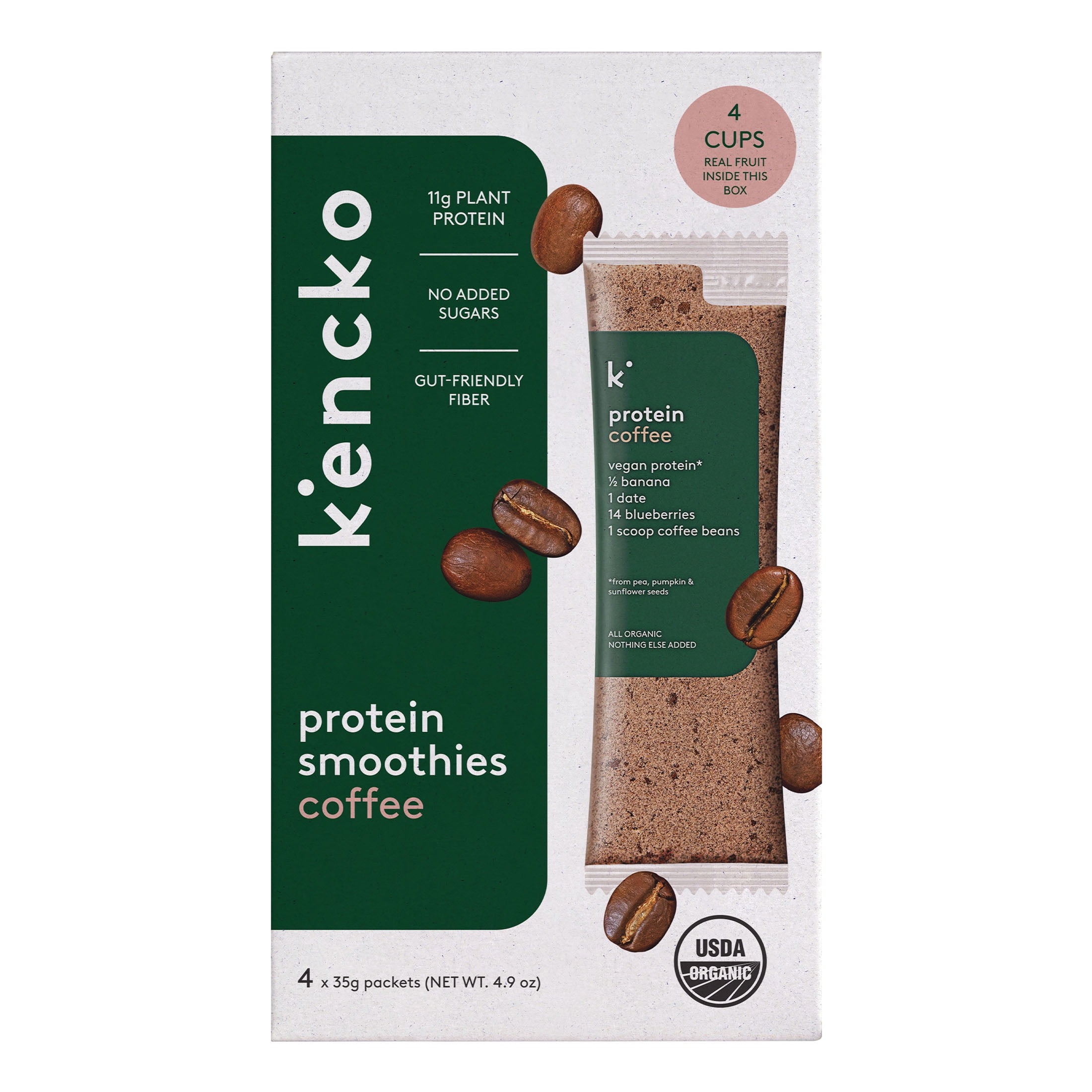 Kencko Coffee Organic Instant Fruit & Veggie Protein Smoothies
