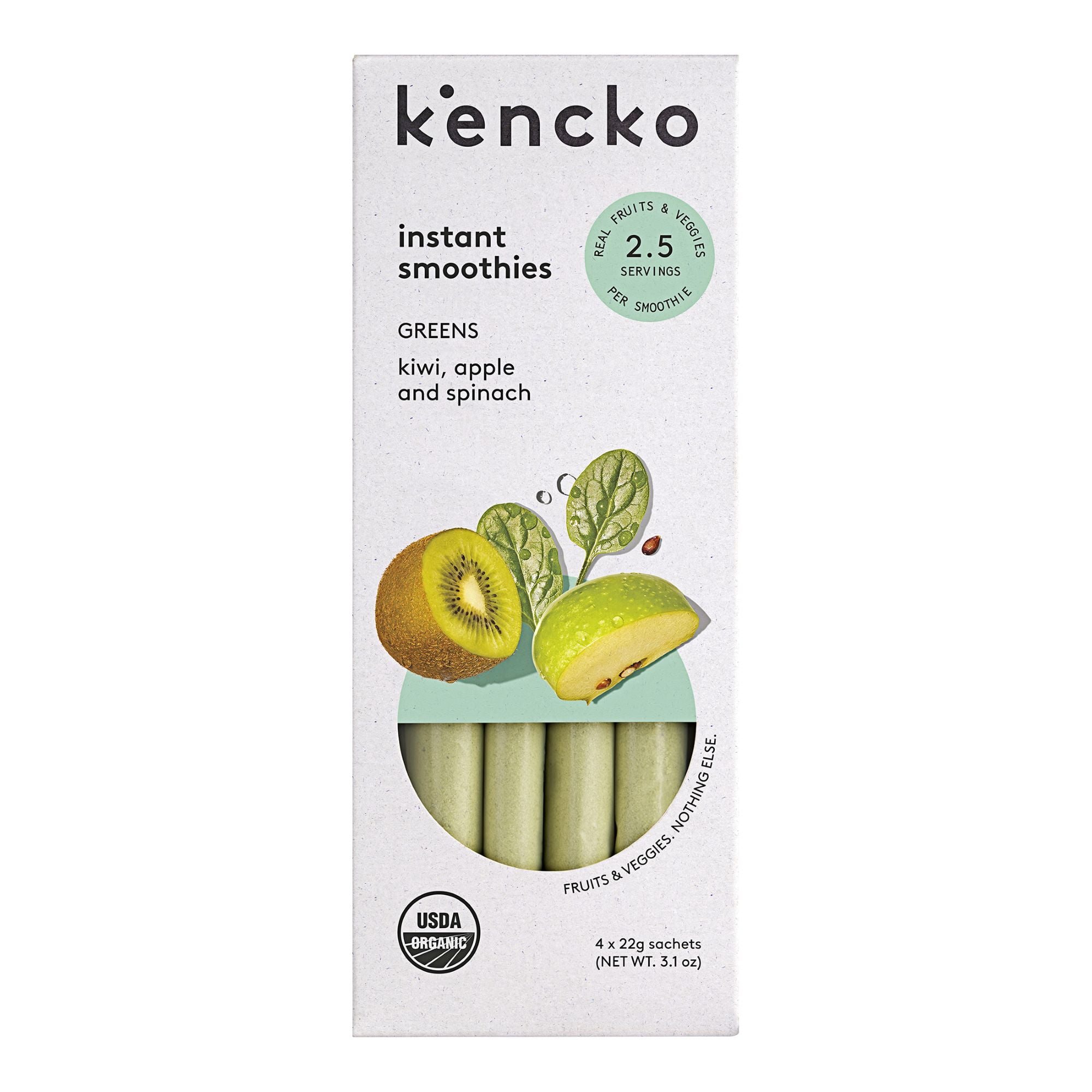 Kencko Greens Organic Instant Fruit & Veggie Smoothies, Drink Mix, .78