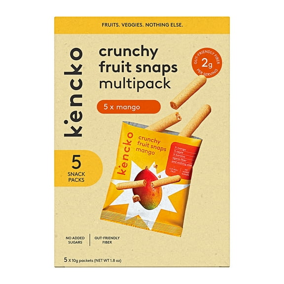 Kencko Mango Fruit Snaps, Freeze Dried Snacks, 5 x 0.35 oz Snack Packs