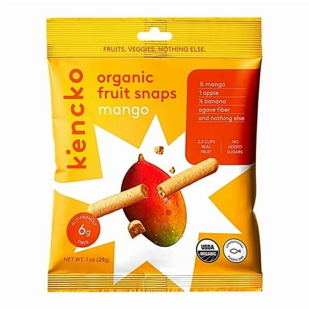 Kencko Mango Organic Fruit Snaps, Freeze Dried Fruit Snacks, 1 oz - 3 pack