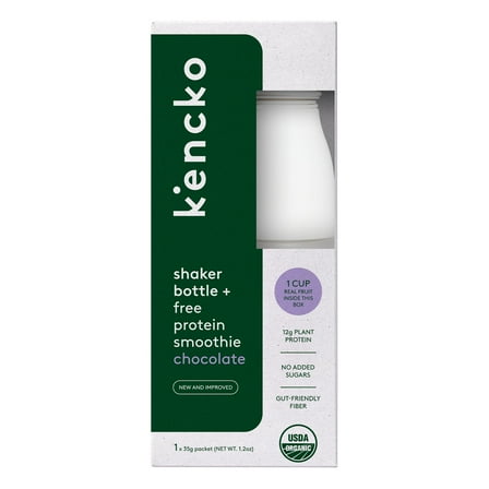 Kencko Organic Instant Fruit & Veggie Protein Smoothies Starter Pack, Bottle + 1 Free Protein Powders Smoothie