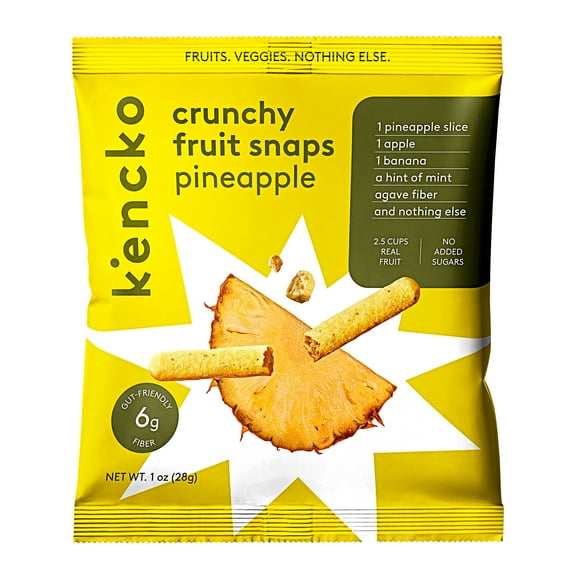 Kencko Pineapple Fruit Snaps, Freeze Dried Fruit Snacks, 1 oz Bag