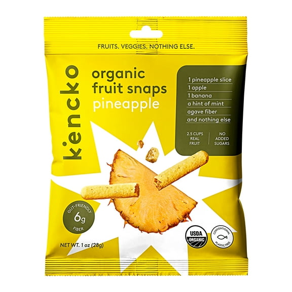 Kencko Pineapple Organic Fruit Snaps, Freeze Dried Fruit Snacks, 1 oz