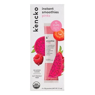 Kencko Pinks Organic Instant Fruit & Veggie Smoothies, Powdered Drink Mix, .78 oz, 4 Pack