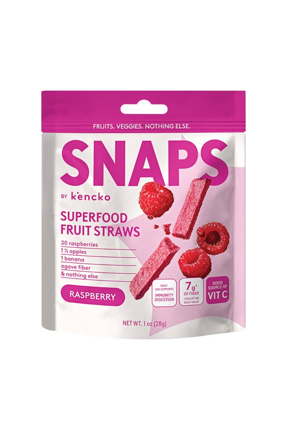 Raspberry Snaps, Superfood Fruit Straws, 1 oz Resealable Bag