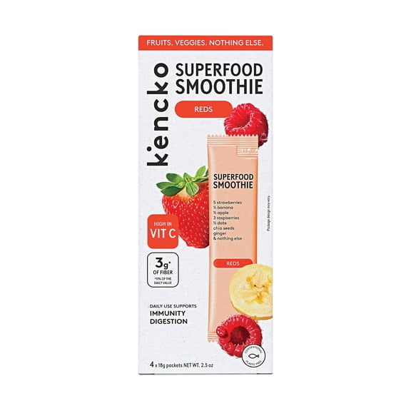 Kencko Reds Instant Superfood Fruit & Veggie Smoothies, .63 oz, 4 Pack