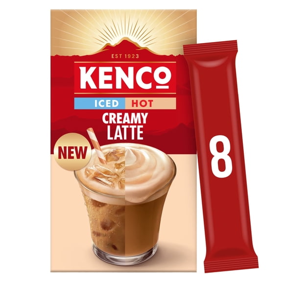 Kenco Iced Hot Creamy Latte Coffee Sachet 8 x 18.3g, Imported from Britain