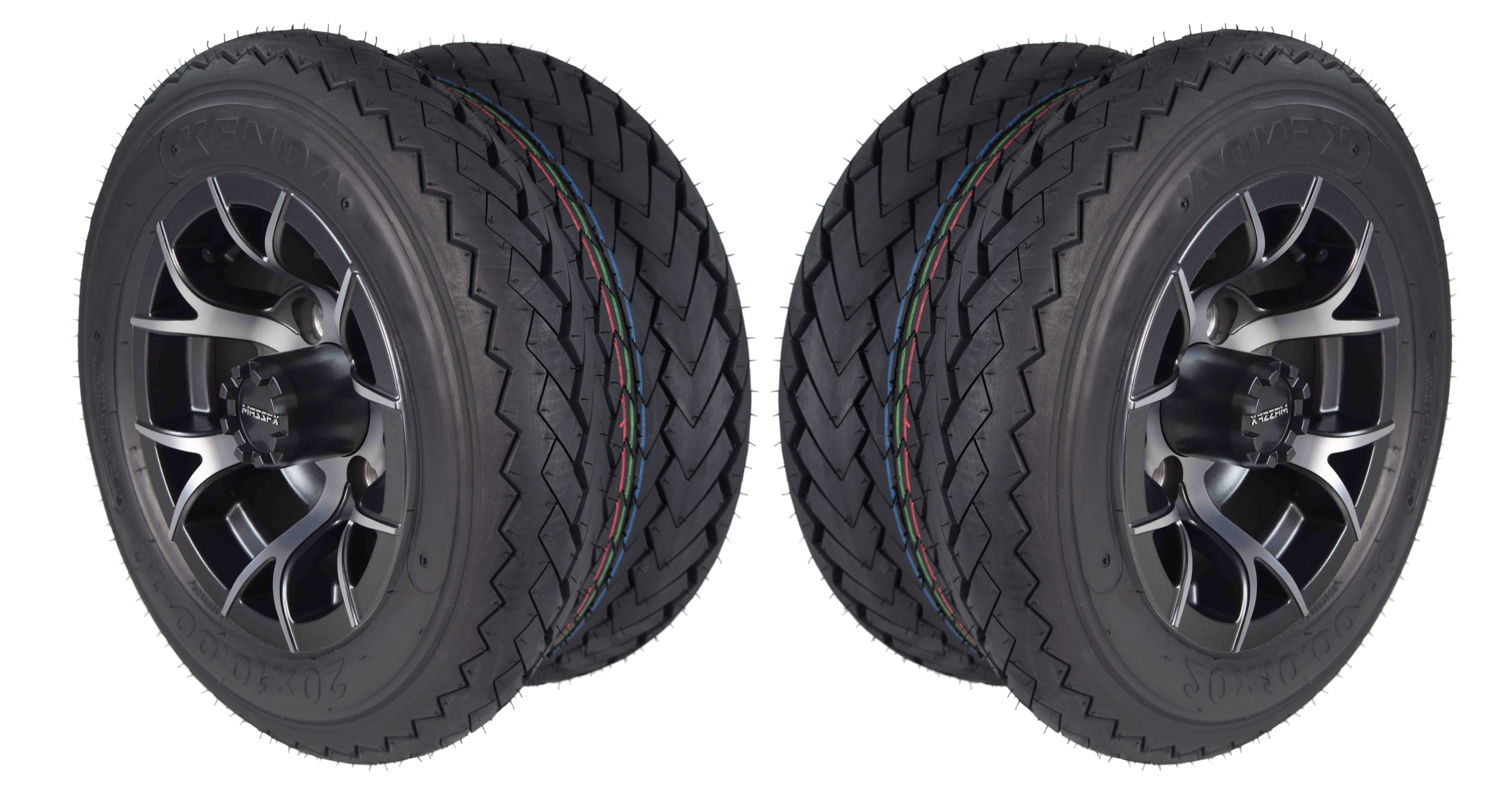 Kenda 20x1010 HoleInOne 6 Ply Golf Cart Turf Tires & Gun Metal