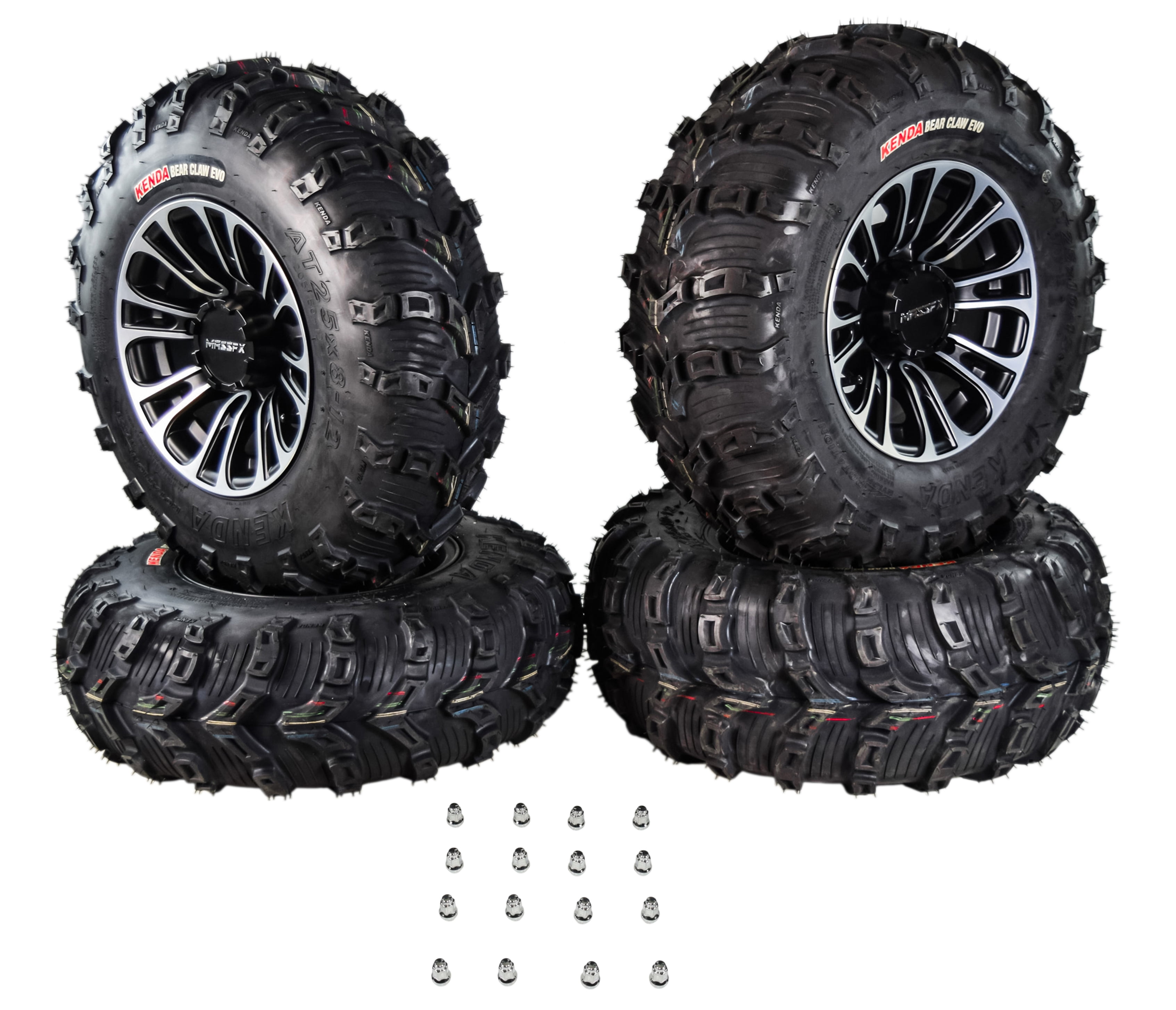 Kenda Bear Claw EVO 25x812 25x1012 Tires Black 12x7 4/156 Rim Wheel