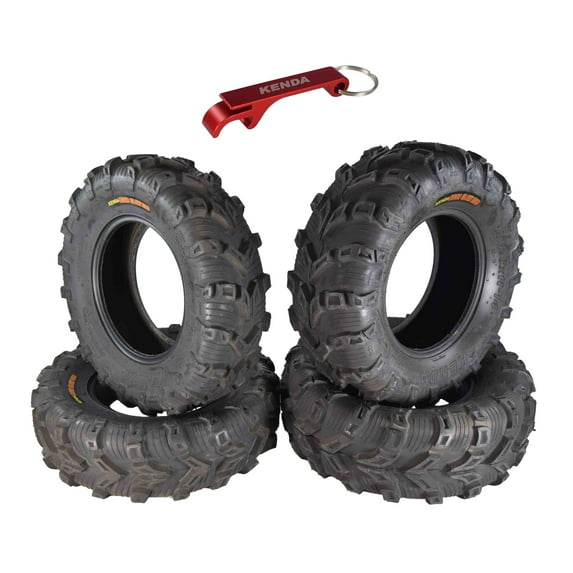 Kenda Bear Claw EVO 28x9-14 Front & 28x11-14 Rear ATV/UTV Tires Set with Bottle Opener Keychain