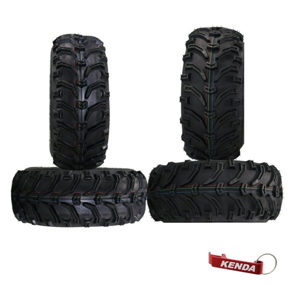 Kenda Bearclaw K299 - 24x8-12 Front & 24x10-11 Rear Tires for All Terrain (ATV), UTV, and Side by Side (SxS) Vehicles - 6-Ply - Bear Claw 24x8x12 24x10x11 with Kenda Keychain (4-Pack)