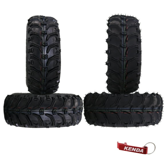 Kenda Bearclaw K299 - 24x8-12 Front & 24x9-11 Rear Tires for All Terrain (ATV), UTV, and Side by Side (SxS) Vehicles - 6-Ply - Bear Claw 24x8x12 24x9x11 with Kenda Keychain (4-Pack)