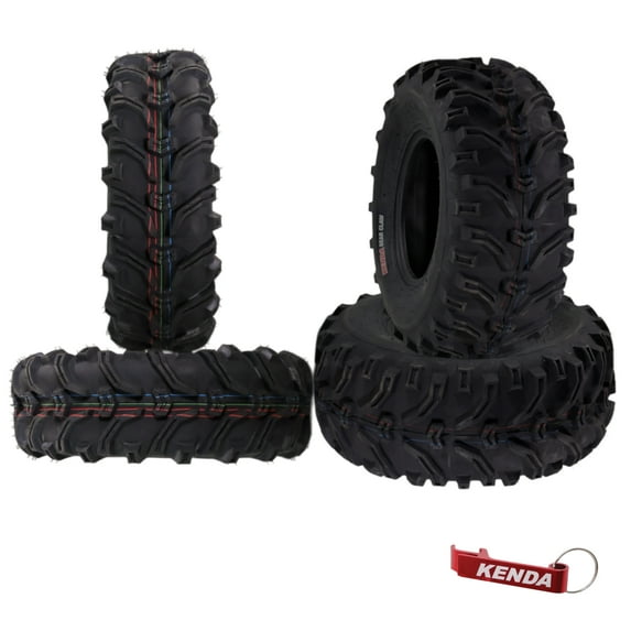 Kenda Bearclaw K299 - 25x8-12 Front & 25x10-11 Rear Tires for All Terrain (ATV), UTV, and Side by Side (SxS) Vehicles - 6-Ply - Bear Claw 25x8x12 Front & 25x10x11 with Kenda Keychain (4-Pack)