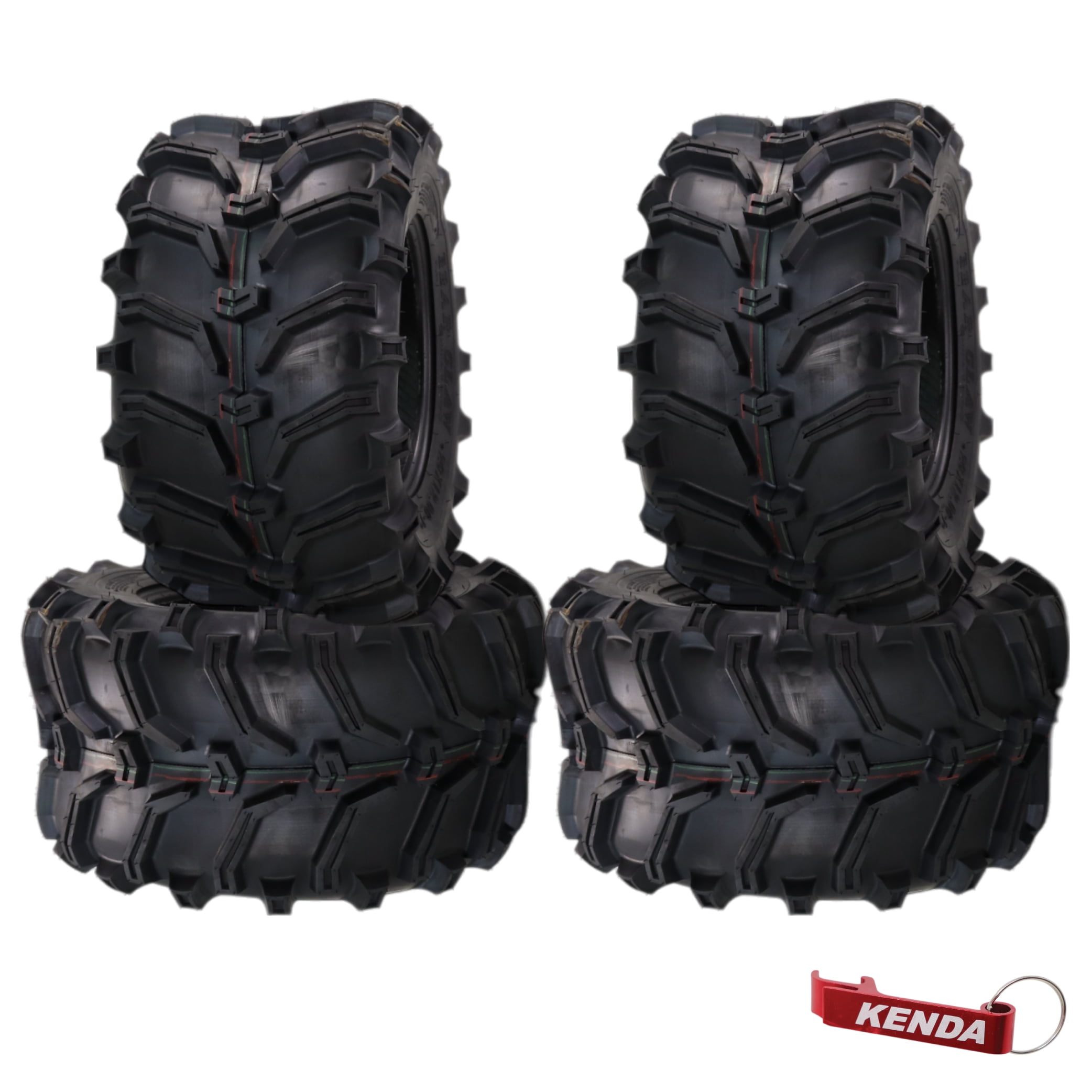 Kenda Bearclaw K299 - 26x12-12 Front or Rear Tires for All Terrain (ATV), UTV, and Side by Side (SxS) Vehicles - 6-Ply - Bear Claw 26x12x12 with Kenda Keychain (4-Pack)