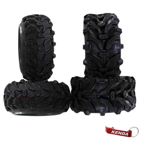 Kenda Bearclaw K299 - 27x10-12 Front & 27x12-12 Rear Tires for All Terrain (ATV), UTV, and Side by Side (SxS) Vehicles - 6-Ply - Bear Claw 27x10x12 Front & 27x12x12 with Kenda Keychain (4-Pack)