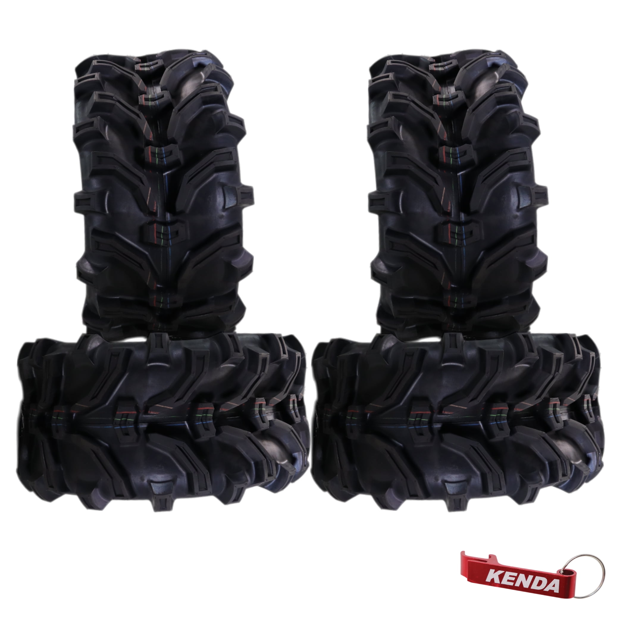 Kenda Bearclaw K299 - 27x12-12 Front or Rear Tires for All Terrain (ATV), UTV, and Side by Side (SxS) Vehicles - 6-Ply - Bear Claw 27x12x12 with Kenda Keychain (4-Pack)