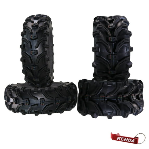 Kenda Bearclaw K299 - 27x9-12 Front & 27x12-12 Rear Tires for All Terrain (ATV), UTV, and Side by Side (SxS) Vehicles - 6-Ply - Bear Claw 27x9x12 Front & 27x12x12 with Kenda Keychain (4-Pack)