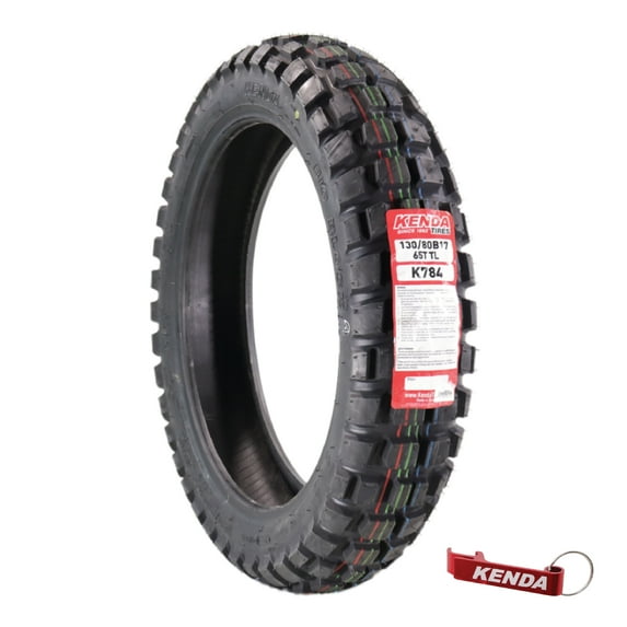 Kenda Big Block 130/80B17 K784 Tubeless (TL) Rear Tire for Motorcycles; Dirt Bikes; City Bikes with Keychain