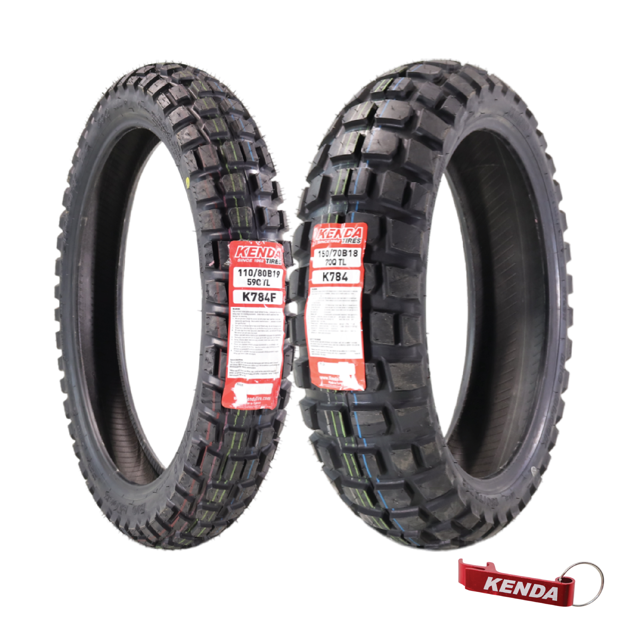 Kenda Big Block 150/70B18 K784 Tubeless (TL) Rear Tire for Motorcycles; Dirt Bikes; City Bikes with Keychain
