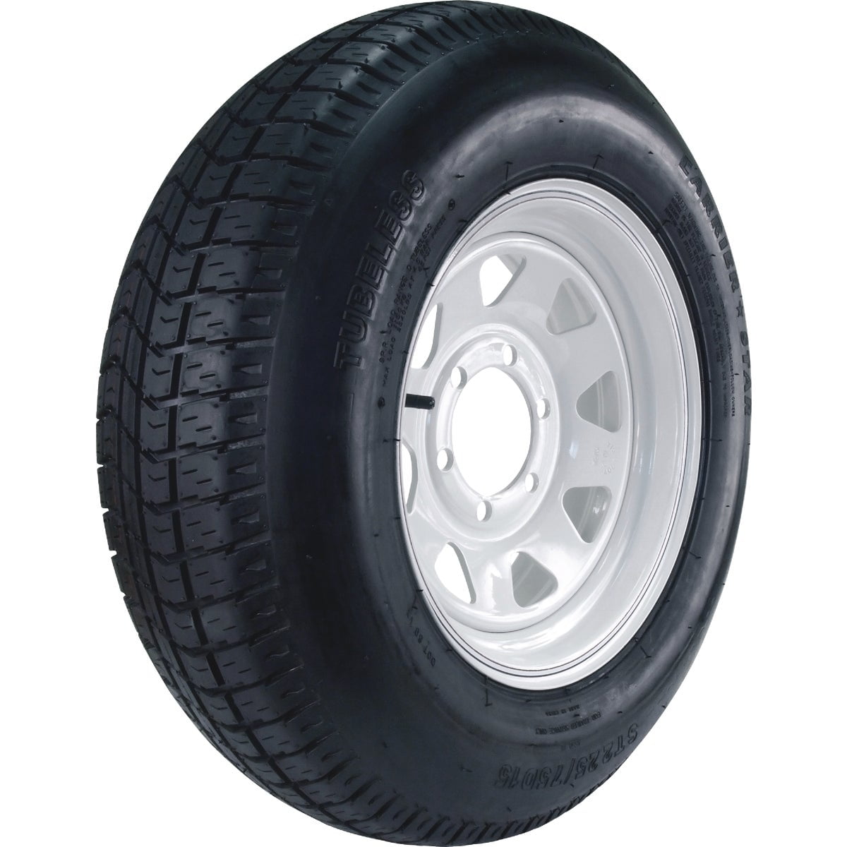 Kenda Carrier Star 15×6″/6×5.5″ Custom Spoke Wheel with White Powder-Coat Pinstripe Finish LRD and Trailer Tire Assembly 225/75-15 Simolary simolary.com 6