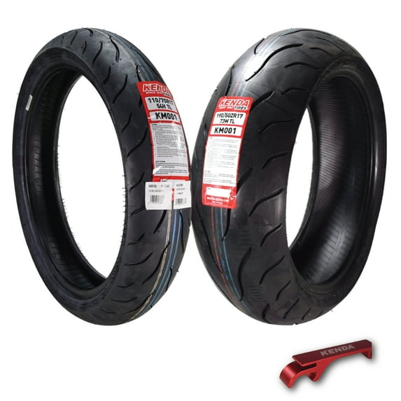 Kenda KM1 (KM001) 110/70R17 Front (54H) & 190/50ZR17 (73W) Rear Tires for Sport Touring Motorcycles, Radial with High-Speed Stability & Excellent Wet Grip w/ Keychain (110/70-17) (190/50-17) (2-Pack)