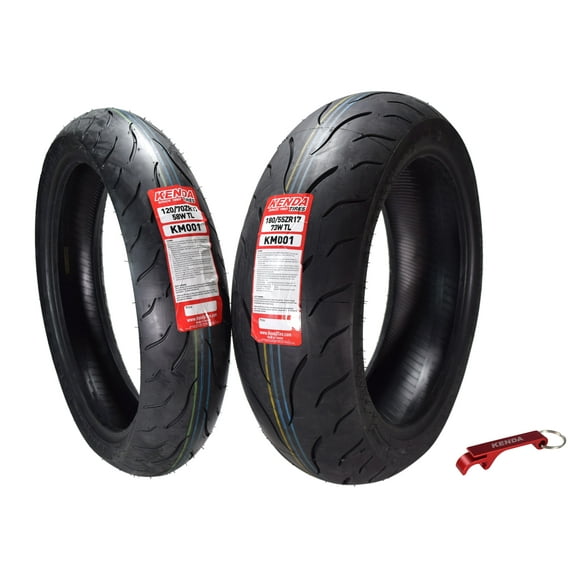 Kenda KM1 Sport Touring Tire Set 120/70ZR17 58W TL 180/55ZR17 73W TL w/ Keychain