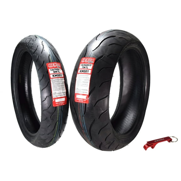 Kenda KM1 Sport Touring Tire Set 120/70ZR17 58W TL 190/50ZR17 73W TL w/ Keychain