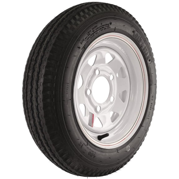 Kenda Loadstar 12in. Bias-Ply Trailer Tire and Wheel Assembly - 480-12, 5-Hole, Load Range C, Model Number DM412C-5C-I