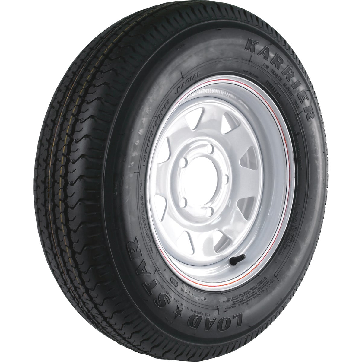 Kenda Loadstar Karrier 13×4.5″/5×4.5″ Custom Spoke Wheel with White Powder-Coat Pinstripe Finish LRC and Radial Trailer Tire Assembly 175/80R13 Simolary simolary.com