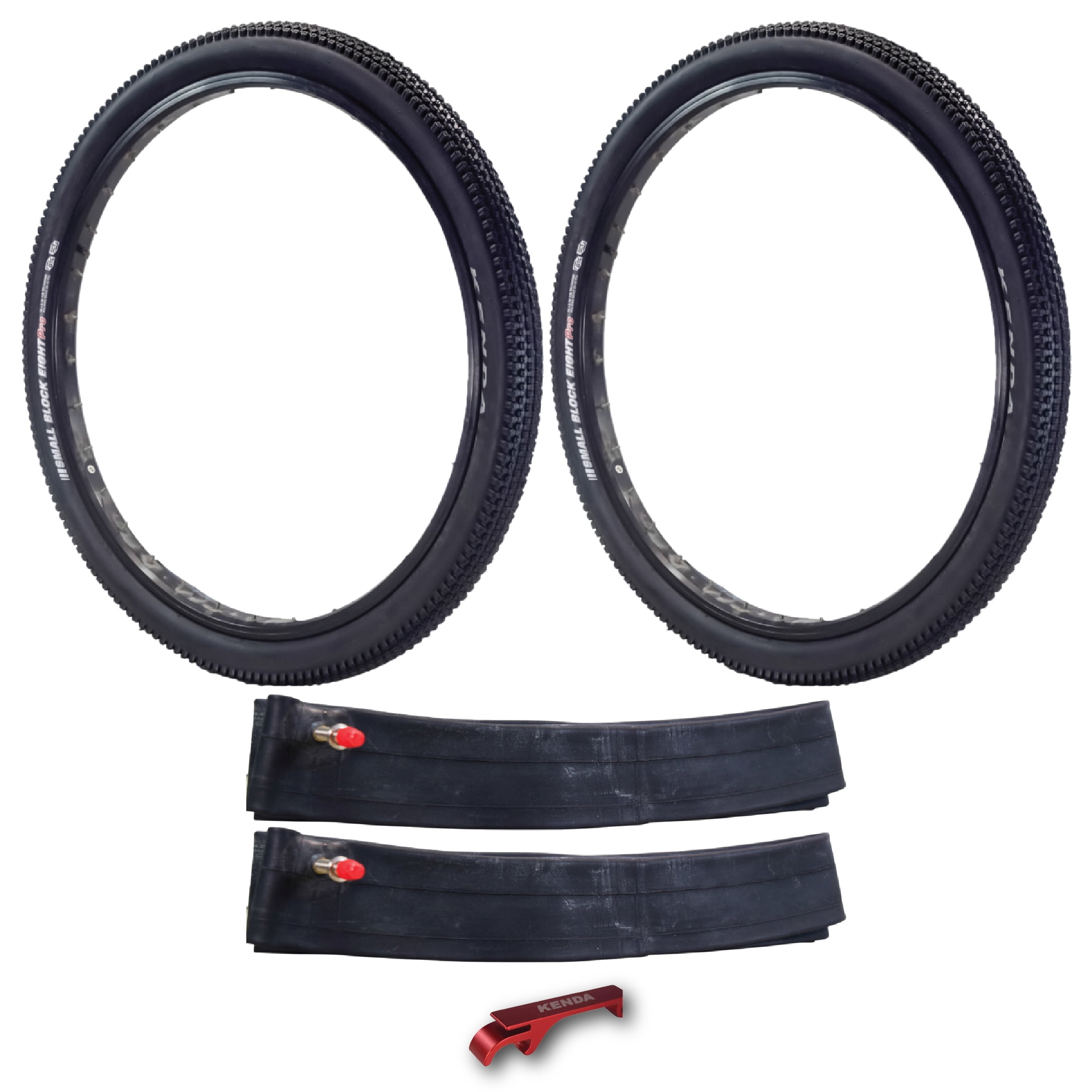 Kenda Small Block 8 Pr 120tpi Fold 26x2.10 XC/Marathon Bicycle Tires with Tubes (2-Pack) w/ Keychain