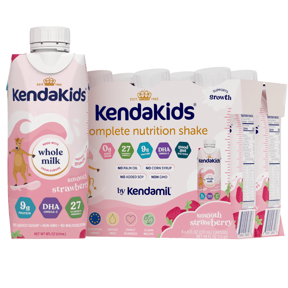 KendaKids Complete Nutrition Shake with Protein & DHA, Strawberry, 8 fl oz, (6 Pack)