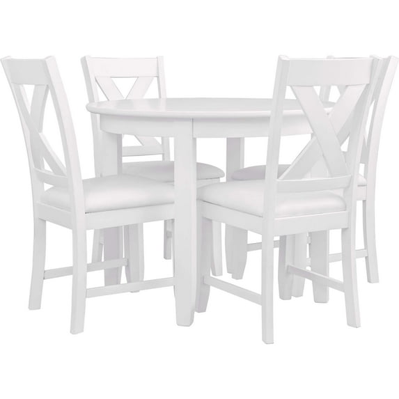Kendal 5 Piece Dining Set, White, Round