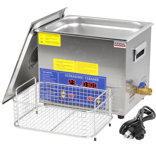 Kendal Commercial Grade 240watts 9L Ultrasonic Cleaner 40kHz with Digital Timer&Heater Cleaning Machine, for Watch Instruments Industrial Parts Excellent Cleaner Solution