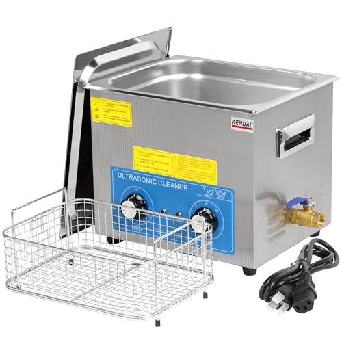Kendal Commercial Grade 240watts 9L Ultrasonic Cleaner 40kHz with Knobs Timer&Heater Cleaning Machine, for Watch Instruments Industrial Parts Excellent Cleaner Solution