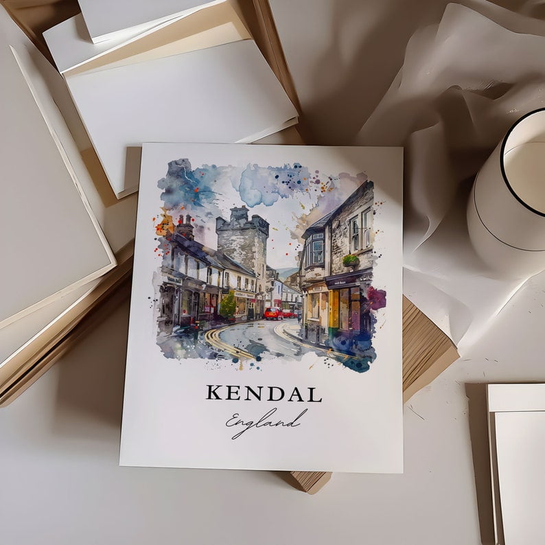 Kendal England Wall Art Kendal Print Kendal UK Watercolor Cumbria