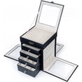 thumbnail image 1 of Kendal Jewelry Box for Women, 5 Layer Leather Jewelry Box with Rotating Design Jewelry Organizer Case for Necklace, Ring, Jewelry LJC06BK, 1 of 9