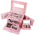 thumbnail image 1 of Kendal Large Leather Jewelry Box/Case/Storage/Organizer with Travel Case and Lock (Pink), 1 of 8