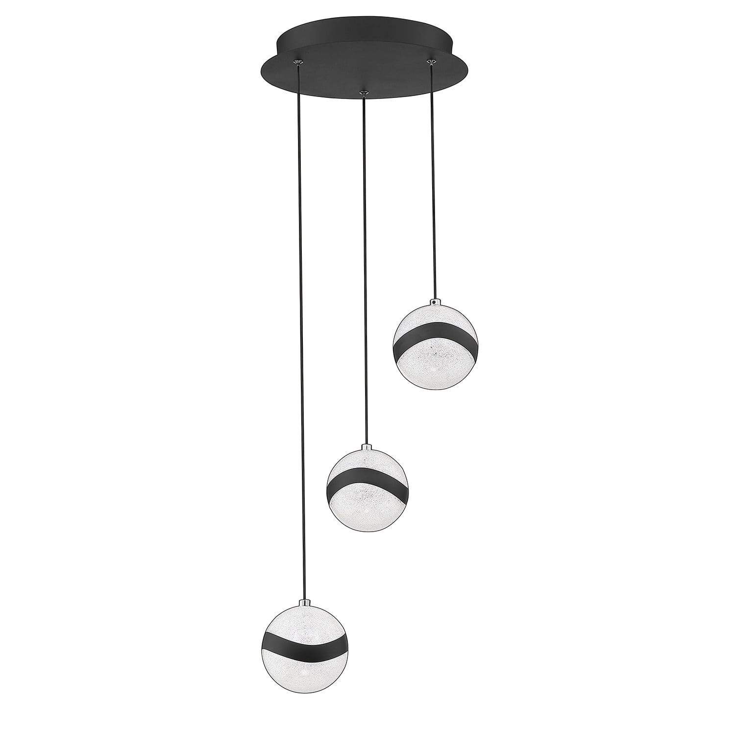 Mystyke Matte Black 3-Light LED Pendant with White Acrylic Shade