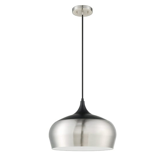 Kendal Lighting Orian Grande 1-Light Satin Nickel and Black Pendant