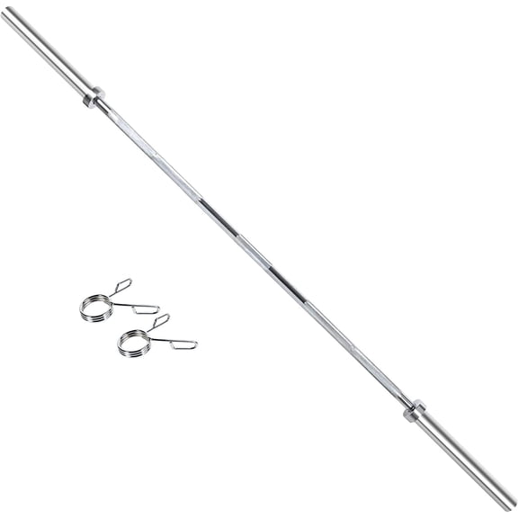 Kendal Olympic Barbell Bar Weight Bar with Two Spring Collars, Solid Iron Workout Barbell Weight Straight Weightlifting Bar for Home Fitness Exercise Equipment (5 FEET)