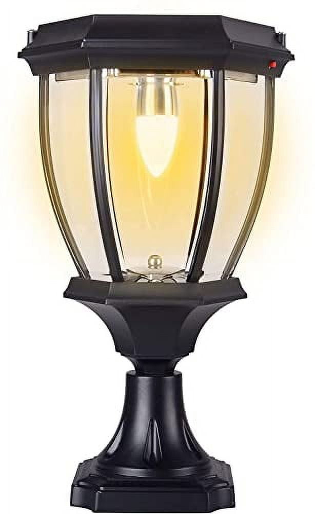 Kendal Solar Post Lights Outdoor, Waterproof Fence Solar Powered Pillar LED Light, Solar Deck Post Lights Decorations Porch Railing Patio with Clear Glass, Warm White, Black