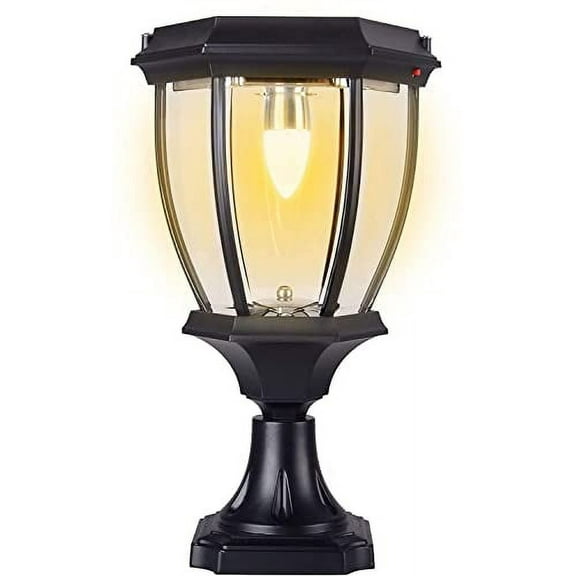 Kendal Solar Post Lights Outdoor, Waterproof Fence Solar Powered Pillar LED Light, Solar Deck Post Lights Decorations Porch Railing Patio with Clear Glass, Warm White, Black