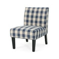 thumbnail image 1 of GDF Studio Abner Contemporary Slipper Accent Chair, Blue Checkerboard Fabric and Matte Black, 1 of 7