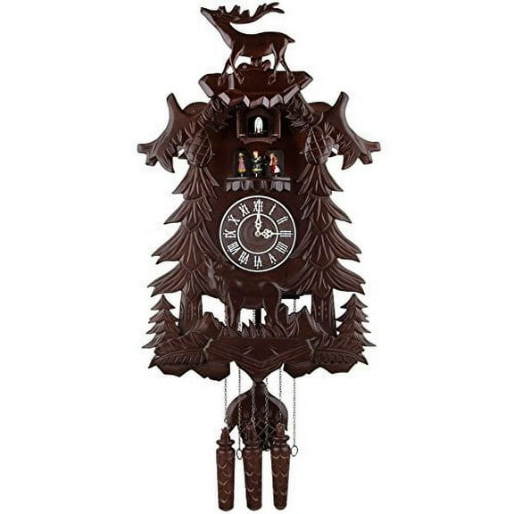 Kendal Vivid Large Deer Handcrafted Wood Cuckoo Clock with 4 Dancers Dancing with Music CC106-2