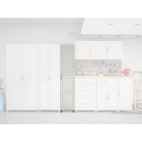 SystemBuild 15.7"W x 15.4"D x 74.3"H Utility Storage Cabinet, White