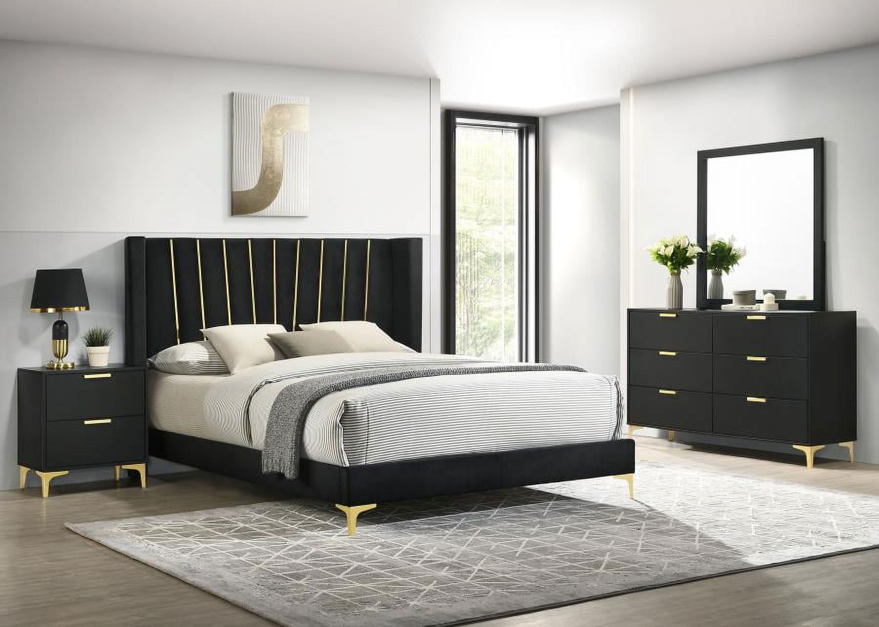 Kendall 4-piece Upholstered Tufted QueenBedroom Set Black