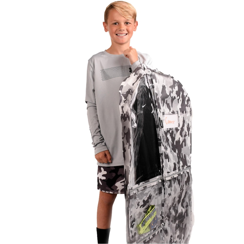Kendall Country Dance Garment Bag Costume Organizer for Dancers, Beauty Pageants, Sports, Gymnasts, Figure Skaters, Travel and more - Camo Grey 40 inch Long