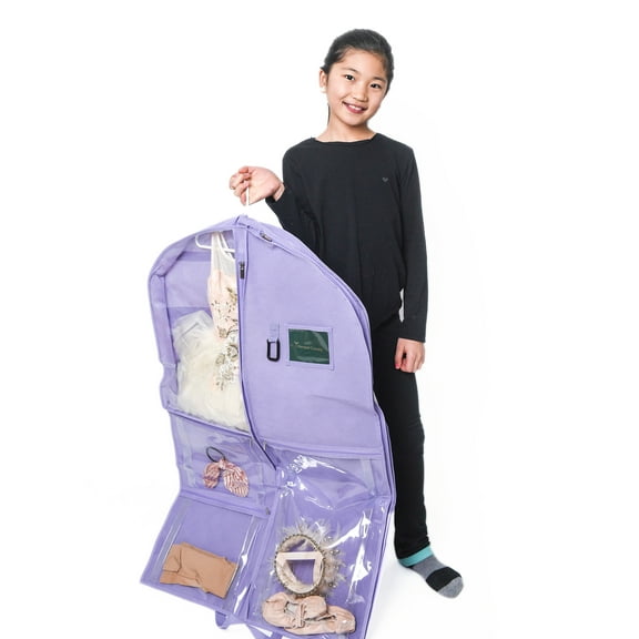 Kendall Country Dance Garment Bag Costume Organizer for Dancers, Beauty Pageants, Sports, Gymnasts, Figure Skaters, Travel and more - Lavender Purple 40 inch Long