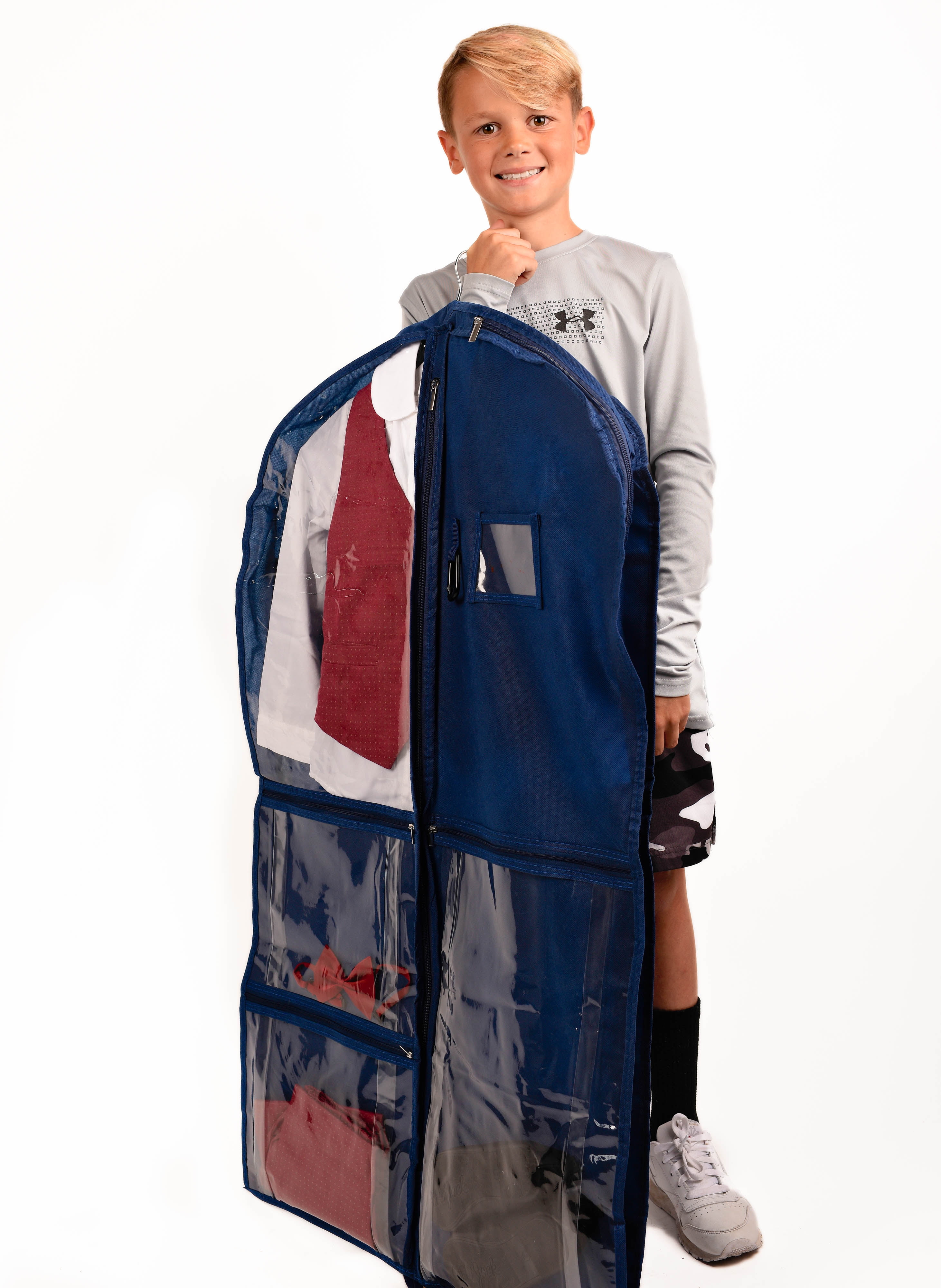 Kendall Country Dance Garment Bag Costume Organizer for Dancers, Beauty Pageants, Sports, Gymnasts, Figure Skaters, Travel and more - Navy Blue 40 inch Long